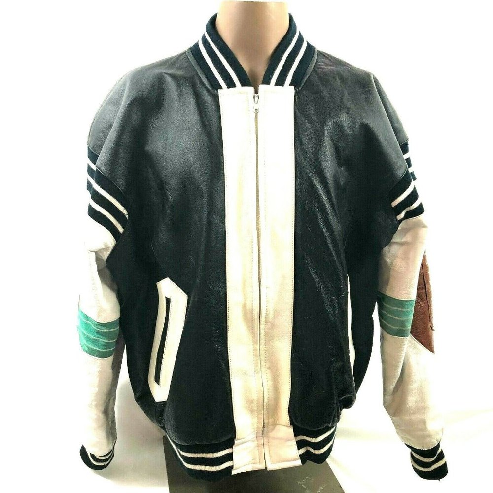 Michael Hoban Wheremi Mens Football Bomber Jacket Vintage XL Genuine Leather